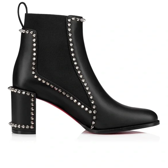 Christian Louboutin | Out Line Spiked Leather Ankle Boots - Picture 3 of 15
